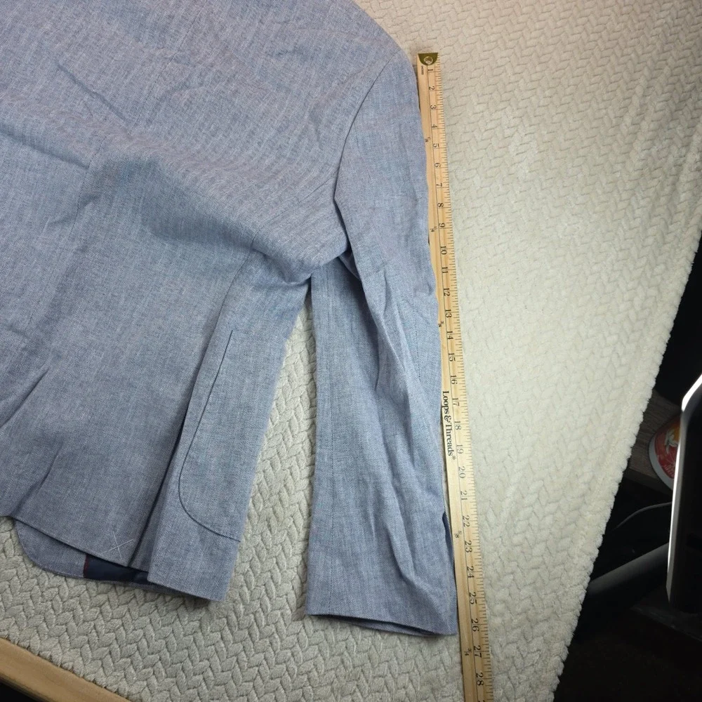 Stafford Men's Sport Coat Linen/Cotton Light Blue HB Sz 44 Regular NEW With Tags